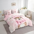 thumbnail image 3 of jejeloiu Wild Christmas Reindeer Bedding Comforter Set 7pcs,Merry Xmas Queen Bedding Sets,Pink Brown White Queen Sheet Sets For Children,Super Cozy Room Decor Reversible, 3 of 8