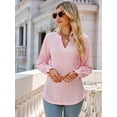 thumbnail image 2 of Women'S Casual Long Sleeve V-Neck Pullover Shirt Top Pink XXL, 2 of 8