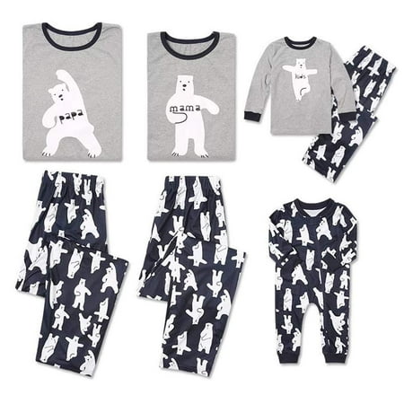 

SUNSIOM Xmas Bear Christmas Family Pajamas Set Adult Women Kids Sleepwear Nightwear