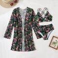 thumbnail image 4 of FhsagQ Ensembles de Maillots de Bain pour Femmes Poitrine Exposée Bikinis Taille Haute 2025 Ensemble Bikini Trois Pièces Paréo Maillot de Bain pour Femmes Manches Longues Rehausseur Maillot de Bain Tenue de Plage Maillot de Bain Vert TTG, 4 of 9