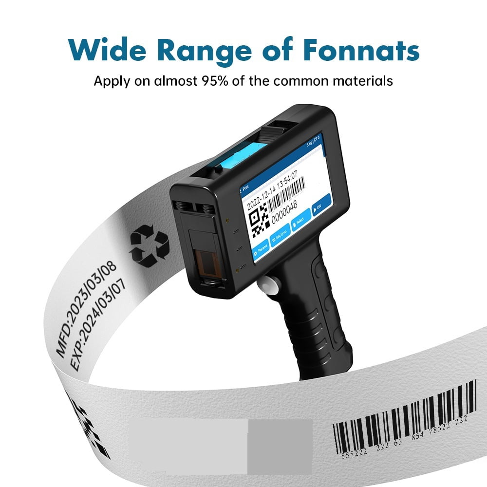 Portable 12.7mm Handheld Inkjet Printer Barcode Batch Number Logo Expiry Date Label Printer ,Fast-Drying Ink with Crisp Output