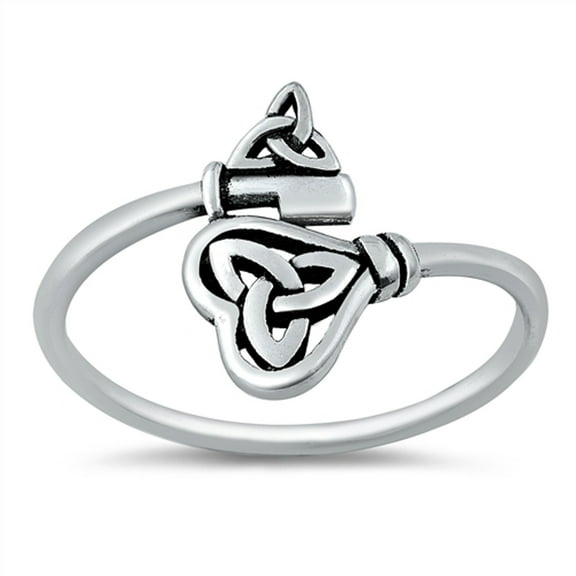 Celtic Triquetra Love Key Wrap Ring .925 Sterling Silver Band Jewelry Female Male Unisex Size 10