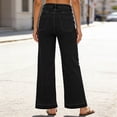 thumbnail image 6 of Wide Leg Jeans Woman 2026 Trendy Washed Blue Flared Bootcut Denim Pants with Pockets Palazzo Jeans Streetwear, 6 of 7