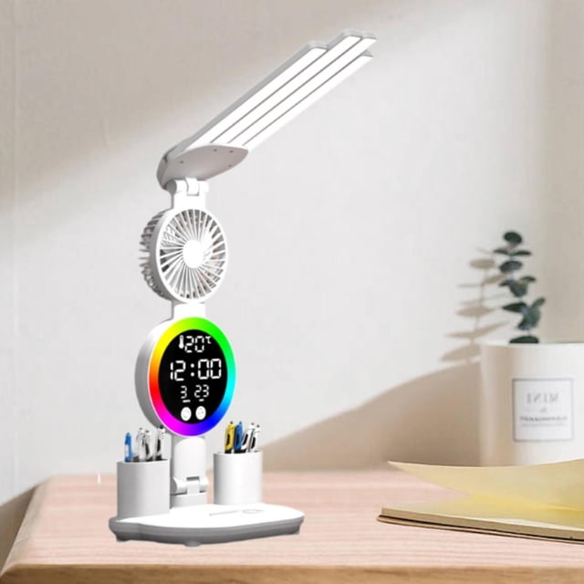 Lámpara de lectura Lámpara de escritorio Práctica, Multiusos, con Portalápices, Protección para los ojos Lámpara de oficina regulable Decoración Luz con ventilador