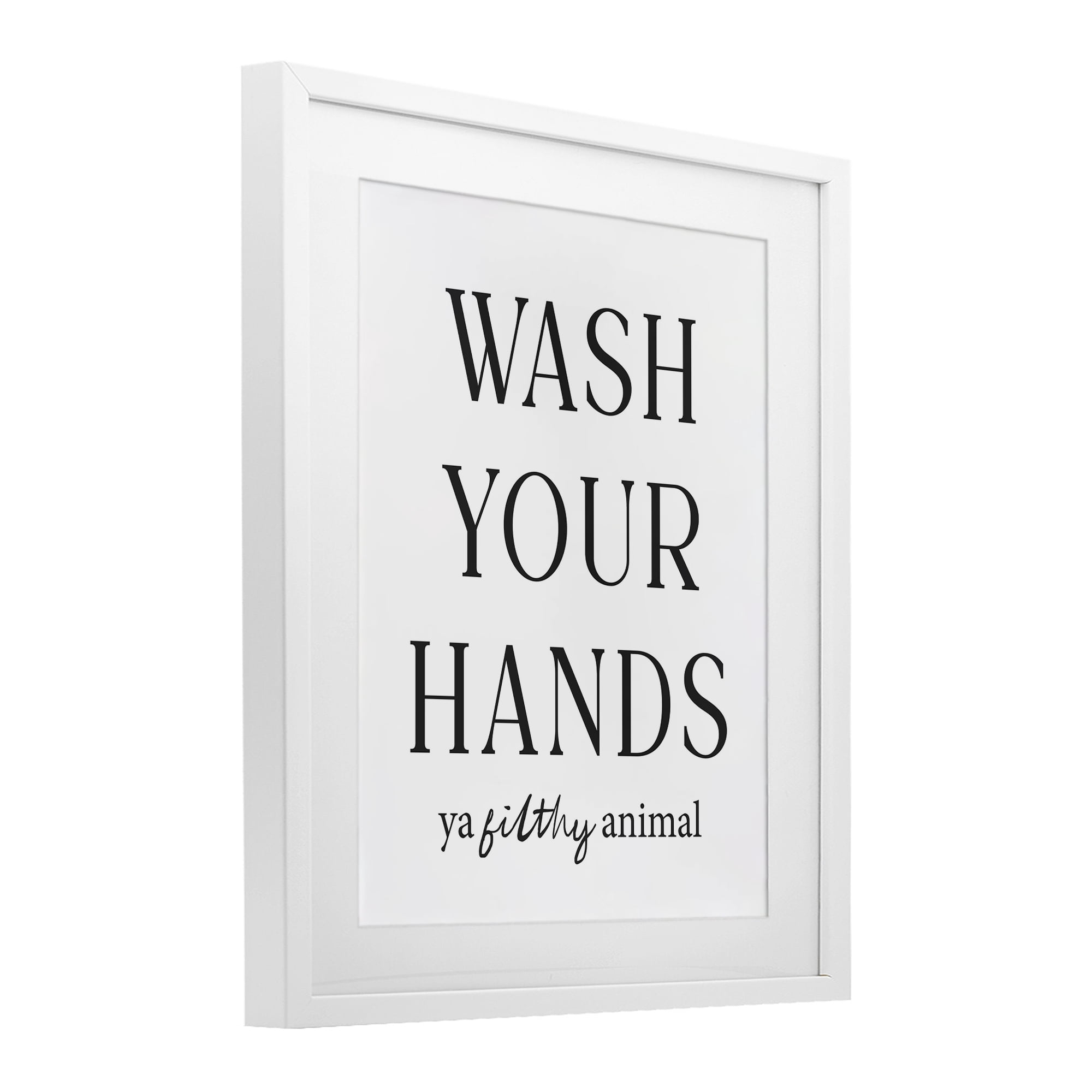 Stupell Industries Wash Your Hands Funny Reminder White Framed Print Under Glass, design by Lettered and Lined