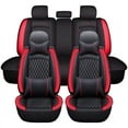thumbnail image 2 of Maidao Car Seat Covers Universal for Land Rover for Range Rover Velar 2017-Present 5 Seats Waterproof Premium Leather Front and Back Seat Protectors with Headrest Black and Red, 2 of 6