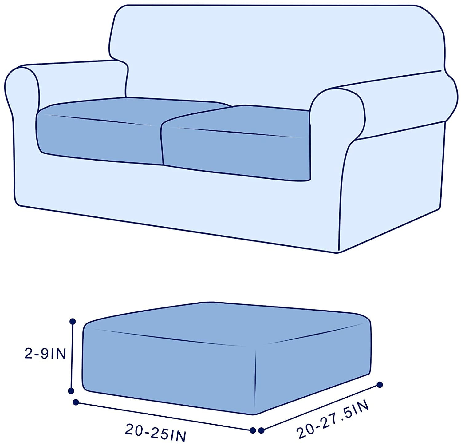 Subrtex Cushion Covers Separate Seat Stretch Textured Grid (2PCS, Taupe)