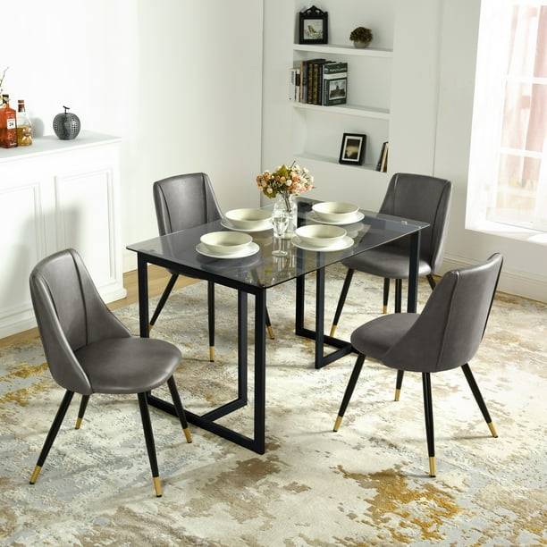 Homycasa 55in Glass Dining Table Smoke Grey