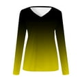 thumbnail image 4 of Womens Long Sleeve V Neck Soft T Shirts Plain Tunic Casual Loose Fit Tops Spring Basic Tees (Small, Yellow), 4 of 5