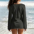 thumbnail image 6 of Liweisiy Women's Hollow-Out Coverup Crewneck Long Sleeve Knit Cold Shoulder Cover Up Sumemr Beach Vocation Dresses Black S, 6 of 7