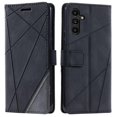 thumbnail image 1 of For Samsung Galaxy S24 Fe Case Imprinted Lines Pu Leather Splicing Wallet Phone Cover, 1 of 5