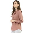 thumbnail image 4 of INSPIRE CHIC Camisa Casual Con Botones Manga Larga Corbata De Lazo Para Mujer Rosa L, 4 of 6