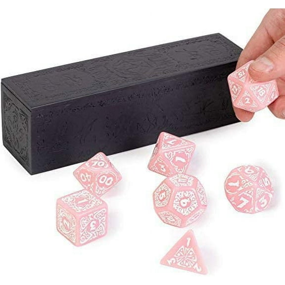 Wiz Dice Titan Dice - Polyhedral Dice Set for Tabletop RPG Adventure Games with a Wooden Dice Box - DND Dice Set, Suitable for Dungeons and Dragons a