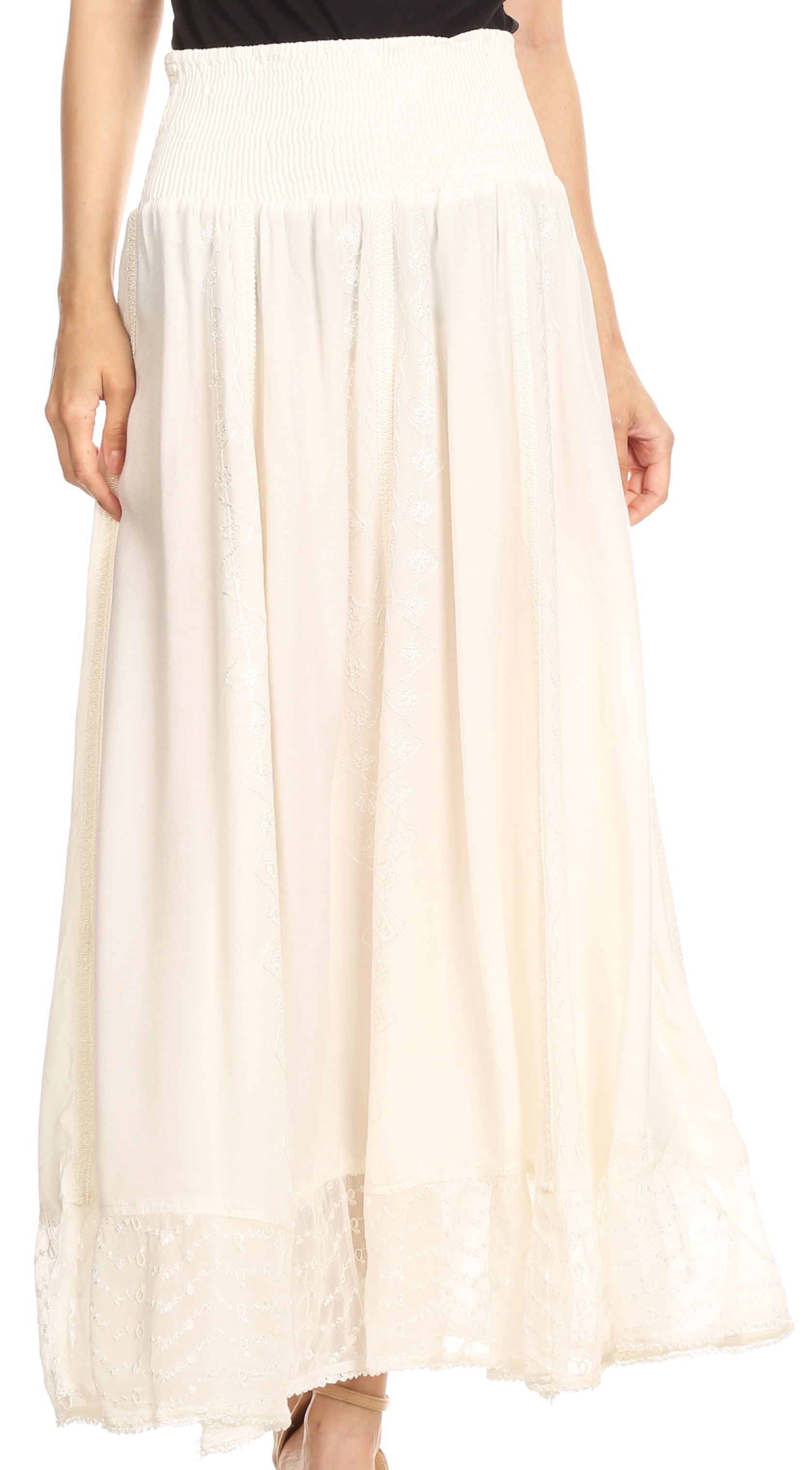 smocked maxi skirt