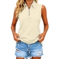 thumbnail image 4 of Womens Summer Tank Tops formal Collared Button Sleeveless Blouse Sleeveless Tops for Women Beige L, 4 of 9
