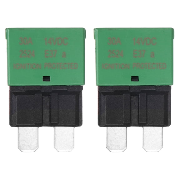 Automotive Resettable Fuse, 14V DC 30A E37 Low Profile ATC/ATO Automotive Blade Circuit Breaker Reset Fuses for Car, Truck, RV, SUV, Marine, Boat, Motorcycle, Pack of 2
