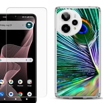 Phone Case for Cricket Icon Plus 2026, with Screen Protector, by OneToughShield - Peacock Feather