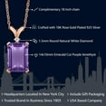 thumbnail image 2 of Gem Stone King 6.27 Ct Purple Amethyst White Diamond 18K Rose Gold Plated Silver Pendant with Chain, 2 of 6