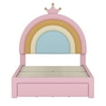 thumbnail image 6 of MODERNLUXE Twin Size Platform Bed Frame,Velvet Upholstered Rainbow Bed Frame with 2 Storage Drawers and Wooden Slats Support,No Box Spring Needed,Easy Assembly,Pink, 6 of 7