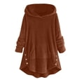 thumbnail image 1 of Womens Winter Jacket Plus Size Button Plush Tops Hooded Loose Cardigan Wool Coat Jacket Pink XXXXXL, 1 of 8