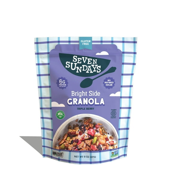 Seven Sundays Bright Side Triple Berry breakfast Granola, Gluten Free, 8 oz, 1 Bag