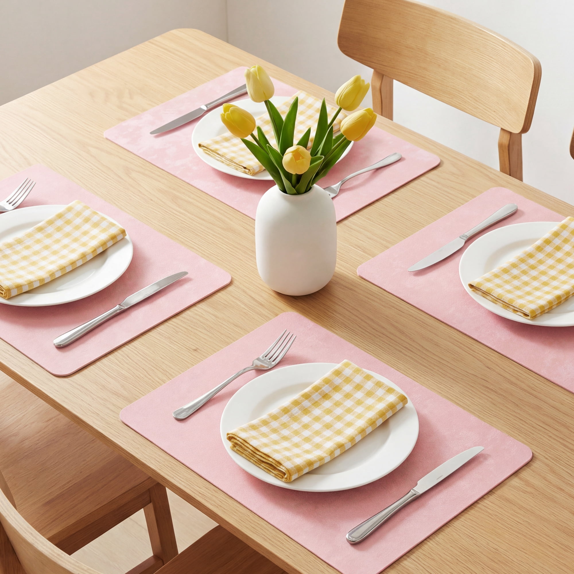 Unique Bargains Waterproof Placemats 4pcs Lotus Root Pink 17.7"x11.8"