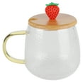 thumbnail image 3 of Glass Cup, Milk Cup Elegant Exquisite Beautiful With Spoon Lid For Home For Family Kids For Friends For Office Strawberry, 3 of 8