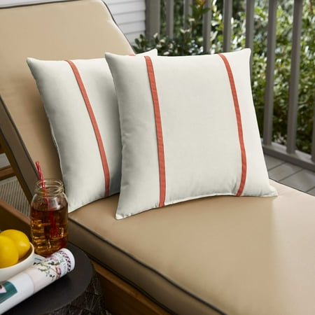 Sunbrella Xl Humble and Haute Sunbrella Canvas Natural / Canvas Melon Indoor/ Outdoor Pillows, Set of 2 ()