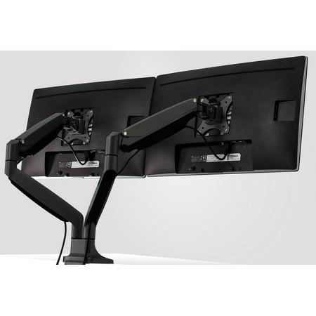 Mount-It! - Full Motion Dual Monitor Desk Mount With Gas Spring Arms - Black