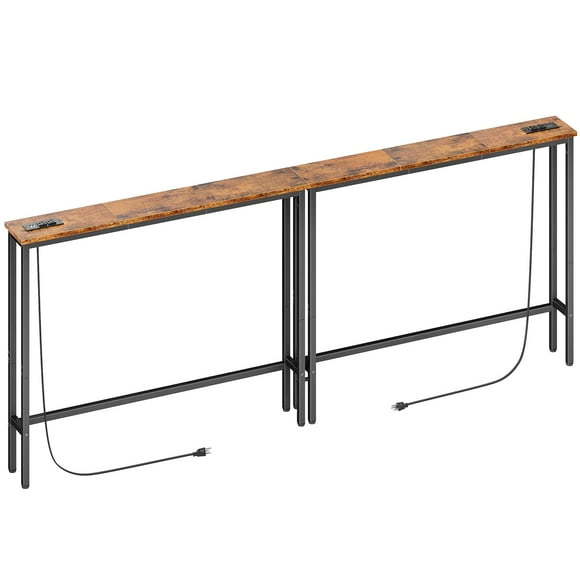 Consola y mesa de sofá ELYKEN, paquete de 2 con tomas de corriente de 200 cm