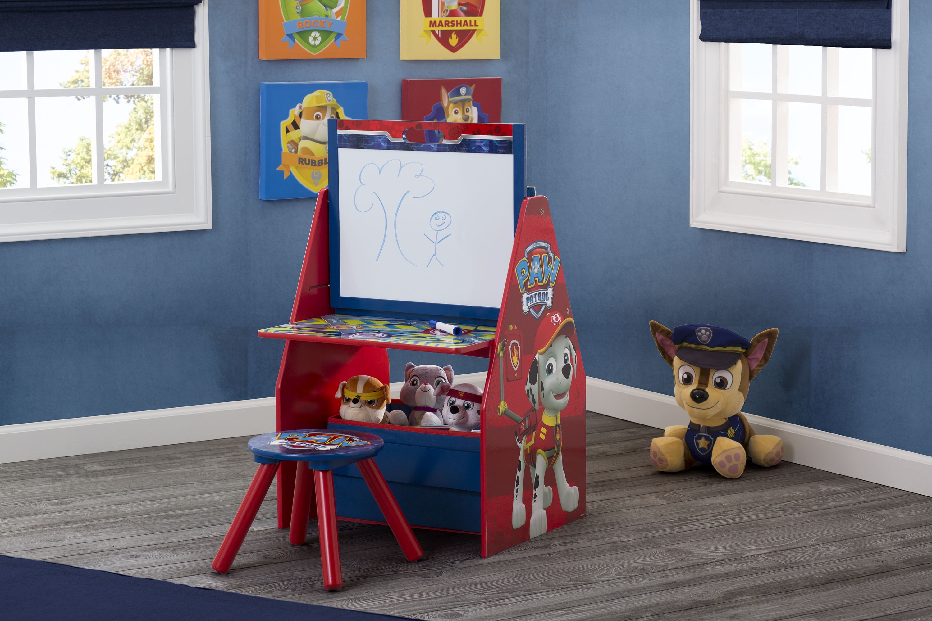Nick Jr. PAW Patrol Deluxe Kids Art Table, Easel, Desk, Stool & Toy Organizer by Delta Children