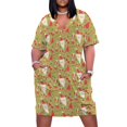 thumbnail image 1 of Vestido largo con bolsillos para mujer traje holgado con estampado de Papá Noel rojo y blanco color verde, 1 of 6