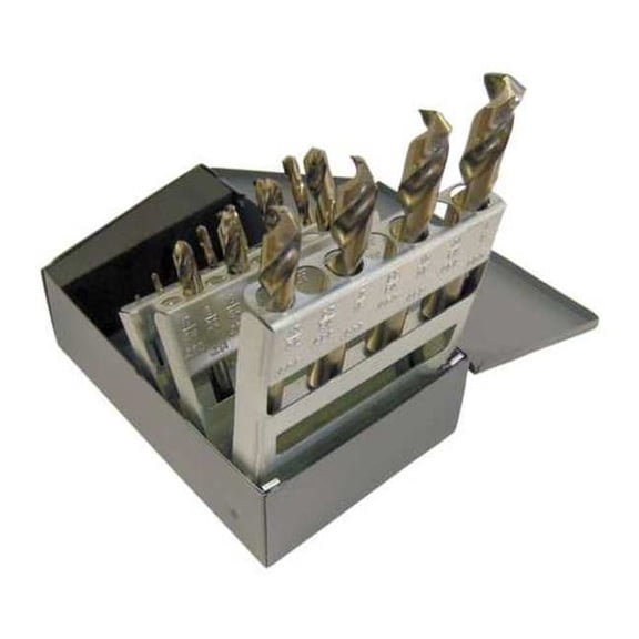 Chicago-Latrobe Screw Machine Drill Bit Set,15pc,Cobalt 69856