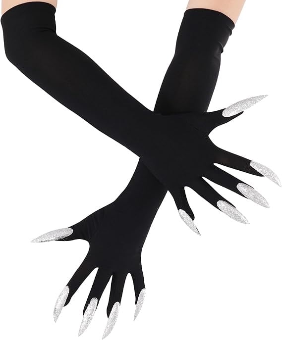 Halloween Claw Gloves with Long Fake Nails for Costume Parties and Stage Performances