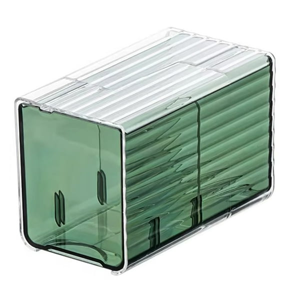 Caja de Organizador de Hisopo y Almohadilla de Algodón Montada en la Pared, Contenedor de Almacenamiento Cosmético de Plástico Transparente Sin Perforaciones con Cajón A
