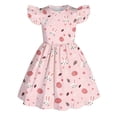 thumbnail image 4 of Wuxian Baby Girls Dresses Cute Cartoon Easter Bunny Print Short Sleeve Ruffles Crewneck High Waist Flutter Sleeve Party Dress For Baby Floral Casual Dailywear Sundress Prom Dresses,Pink,4-5 Years, 4 of 4