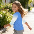 thumbnail image 4 of Grblisyd Girls Shirts Size 10-12 3/4 Sleeve Henley Shirts Button Down V Neck Raglan Tops Loose Color Block Blouse, 4 of 7