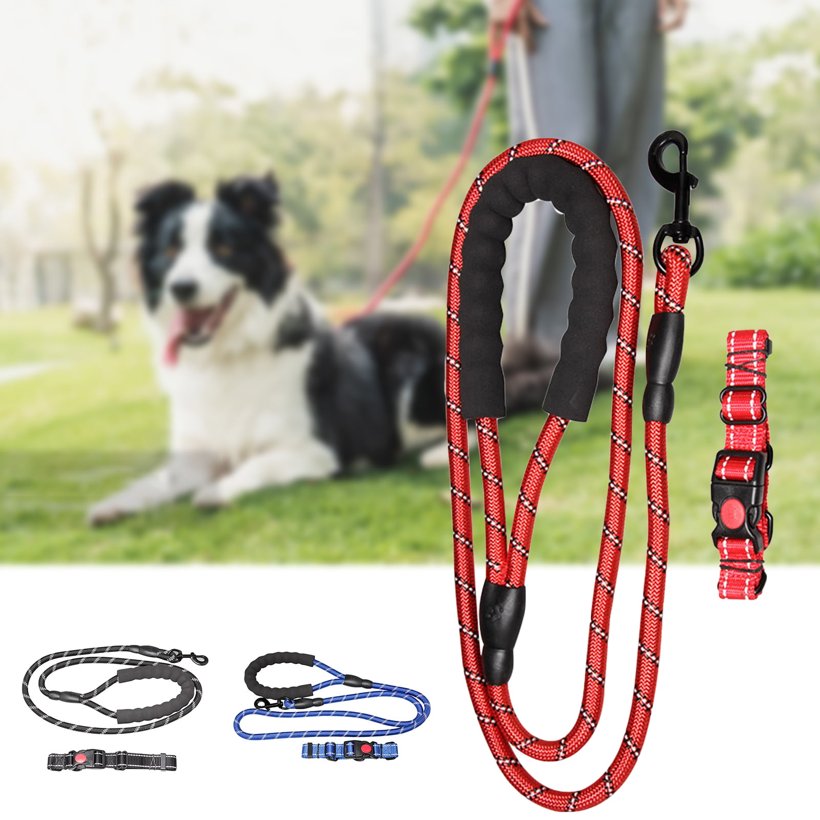 Shulemin 2Pcs/Set Pet Leash Adjustable Prevent Rushing Out Wear-resistant  Pet Traction Rope Collar Kit for Walking,Blue M - Walmart.com