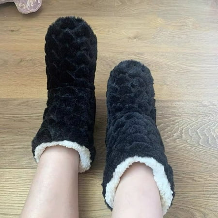 

Krdevn CasWinter Couples Floor Socks Adult Thickened Plush Indoor Dance High Tube Floor Boots Early Education Parents -Black 35
