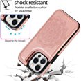 thumbnail image 4 of Phone Case Design for iPhone 16 Pro Flip Folio Wallet Case with Credit Card Holder Slot PU Leather Cases Durable Kickstand Protective Cover for Women Men Girls 6.3 inch Rose Gold, 4 of 13