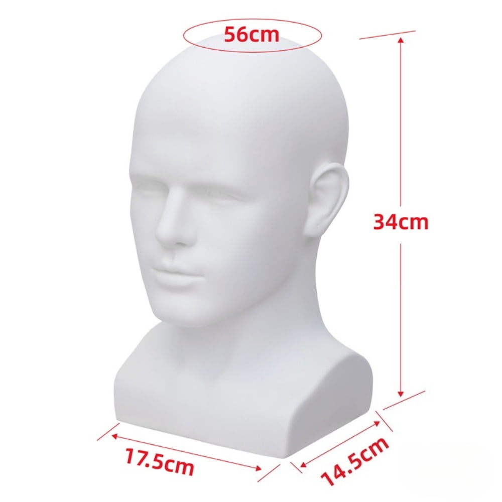 Male Mannequin Head for Hats, PVC Manikin Head with Mount Hole, Professional Display Styling Head for Wigs, Hats, Scarfs, Headphone, Sunglasses, Headdress