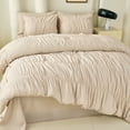 thumbnail image 5 of Koniroom Ruched Comforter Set Twin Size, Ruffled Pintuck Boho Bedding for Teen Girls Women, 2 Pieces Soft All-Season Textured Shabby Chic BedRoom Decor Bed Set, 5 of 15
