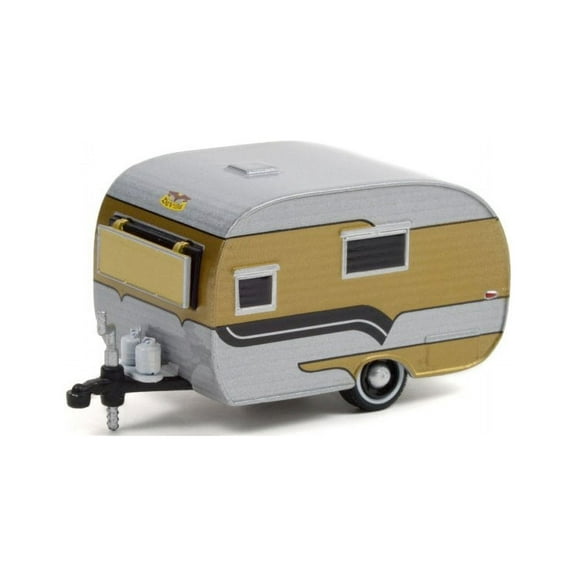 1958 Catolac Deville Travel Trailer, Gold - Greenlight 34110B/48 - 1/64 scale Diecast Model Toy Car