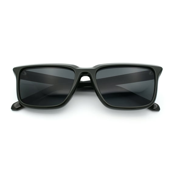 Womens Hipster Narrow Rectangle Horn Rim Plastic Bevel Rim Sunglasses Green - Black