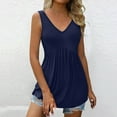 thumbnail image 4 of Women's Flowy Pleated Ruffle Sleeveless V Neck Tank Top Casual Summer Tunic Blouse Comfortable Shirt, 4 of 5