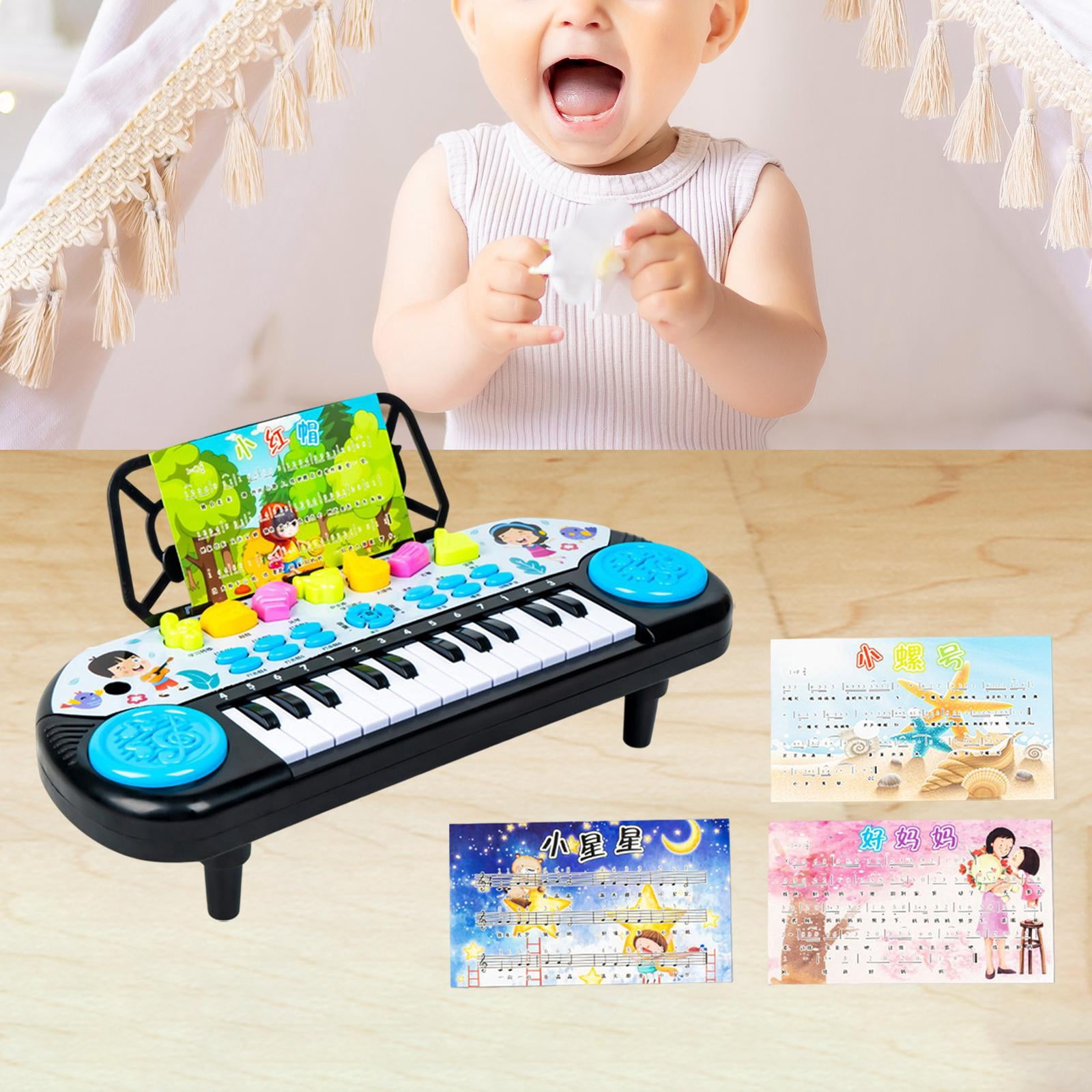 LeeQinersw 24 Keys Electronic Pianos Kids Piano Keyboard Portable Piano Electronic Keyboard Blue