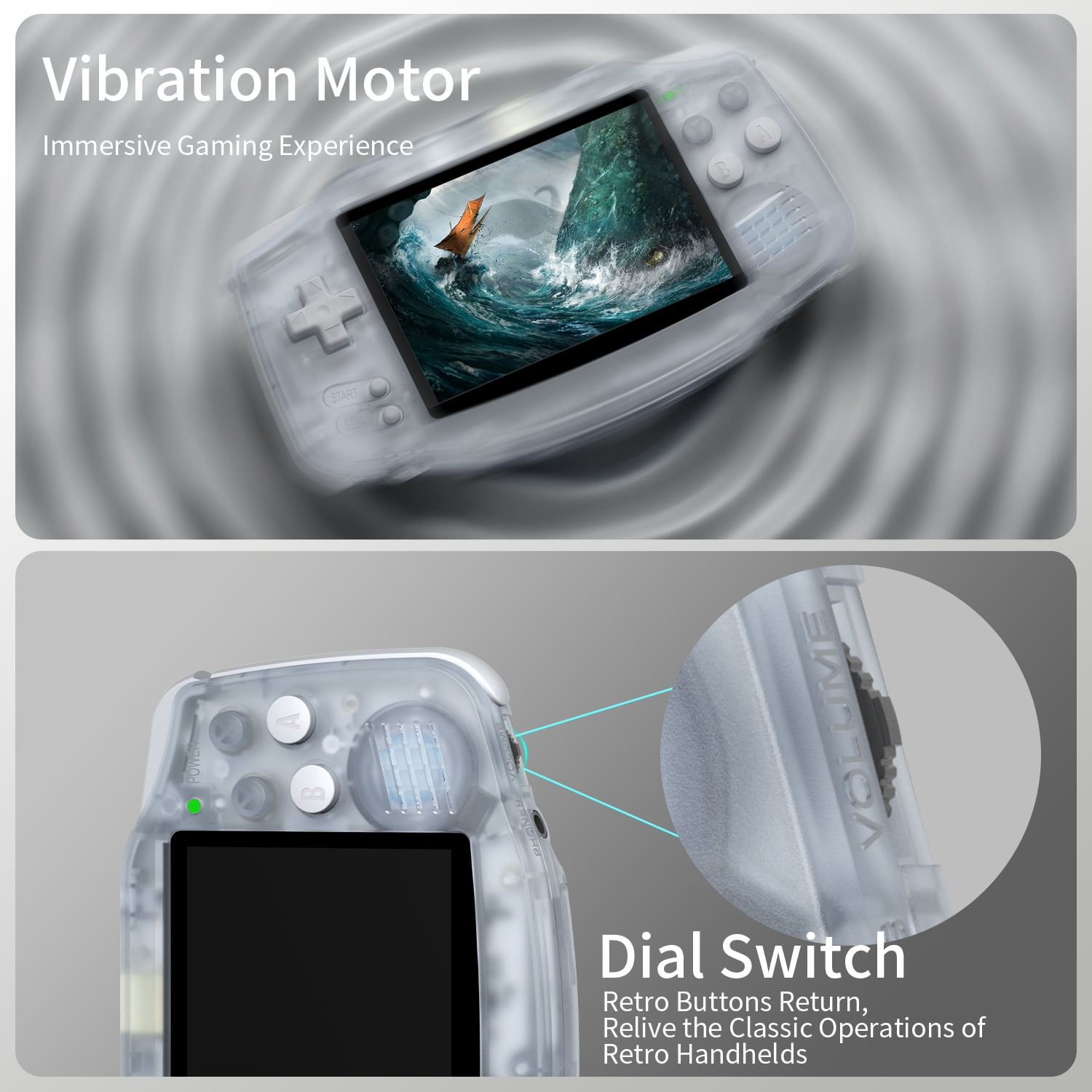 Anbernic RG34XX Handheld Game Consoles,32+64G Card,3500mAh Battery,Support HD TV Output Glacier