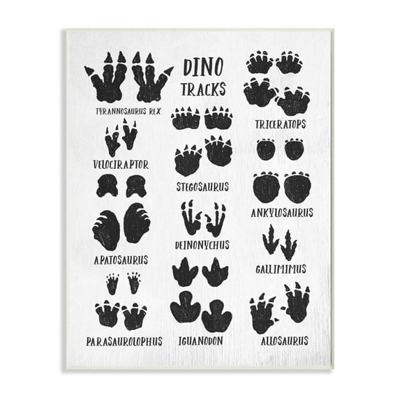 Stupell Industries Children's Rustic Dinosaur Track Chart with Text Graphic Art Unframed Art Print Wall Art, 13x19, by Daphne Polselli