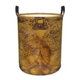 thumbnail image 2 of Uemuo Vintage Map Pattern Circular Laundry Hamper Basket with handles,Collapsible laundry basket,Large capacity laundry hamper,Laundry Organizer-Small, 2 of 8