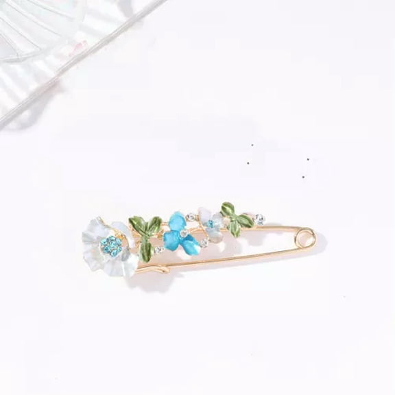 HOOUN Classic Rose Flower Safety Pin Brooch Wedding Party Decoration Fashion Gift-Blue
